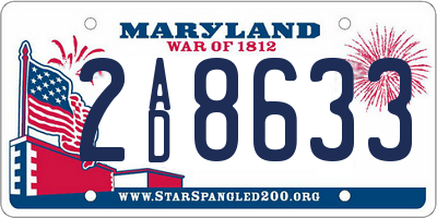 MD license plate 2AD8633