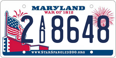 MD license plate 2AD8648