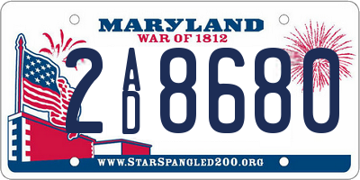 MD license plate 2AD8680