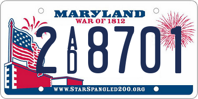 MD license plate 2AD8701