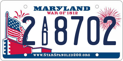 MD license plate 2AD8702
