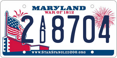 MD license plate 2AD8704