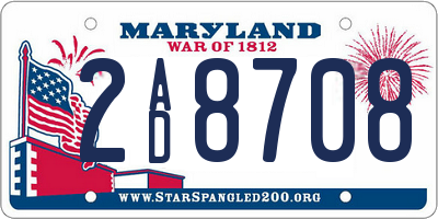 MD license plate 2AD8708
