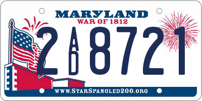 MD license plate 2AD8721