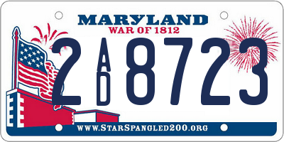 MD license plate 2AD8723