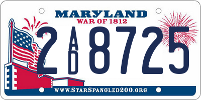 MD license plate 2AD8725