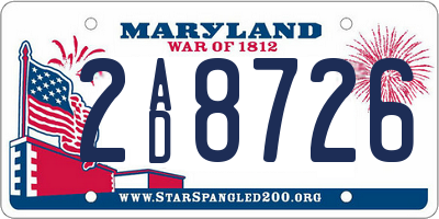 MD license plate 2AD8726