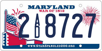 MD license plate 2AD8727