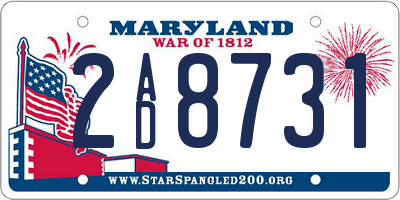 MD license plate 2AD8731