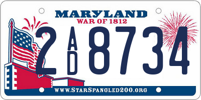 MD license plate 2AD8734