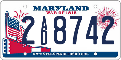 MD license plate 2AD8742