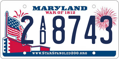 MD license plate 2AD8743