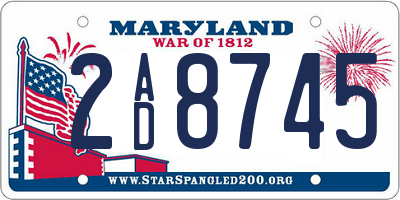 MD license plate 2AD8745