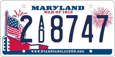 MD license plate 2AD8747