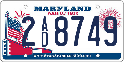 MD license plate 2AD8749