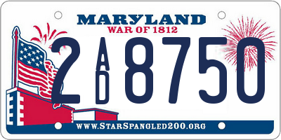 MD license plate 2AD8750