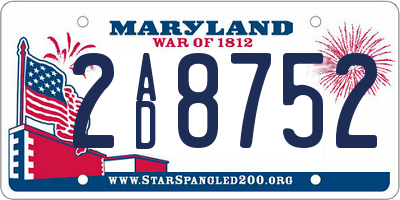 MD license plate 2AD8752