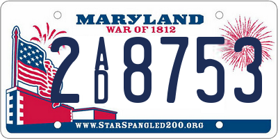 MD license plate 2AD8753
