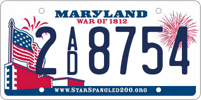 MD license plate 2AD8754