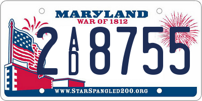 MD license plate 2AD8755