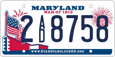MD license plate 2AD8758