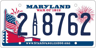 MD license plate 2AD8762