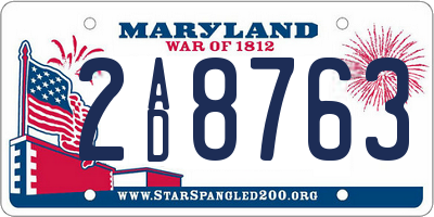 MD license plate 2AD8763