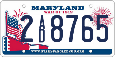 MD license plate 2AD8765