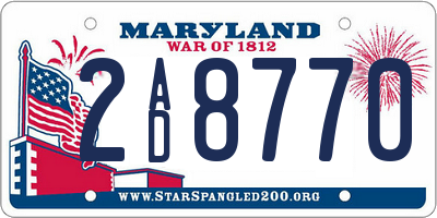 MD license plate 2AD8770