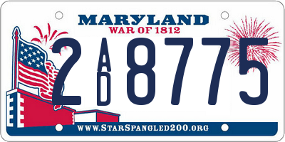 MD license plate 2AD8775