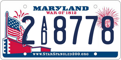 MD license plate 2AD8778