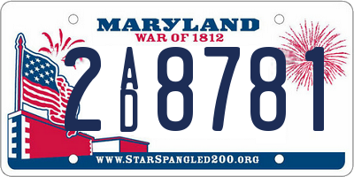 MD license plate 2AD8781