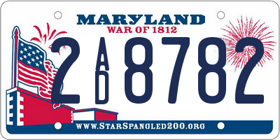 MD license plate 2AD8782