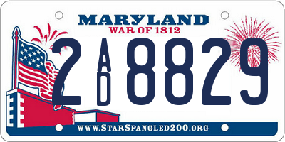 MD license plate 2AD8829
