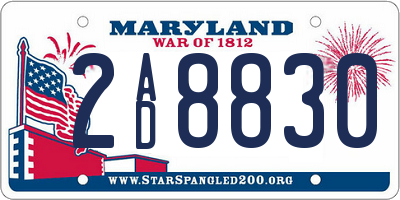 MD license plate 2AD8830