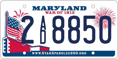 MD license plate 2AD8850