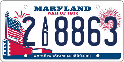 MD license plate 2AD8863