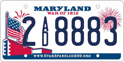 MD license plate 2AD8883