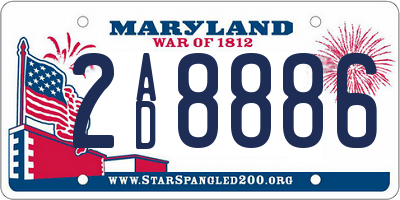 MD license plate 2AD8886