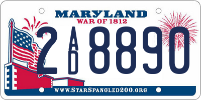 MD license plate 2AD8890