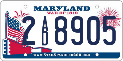 MD license plate 2AD8905