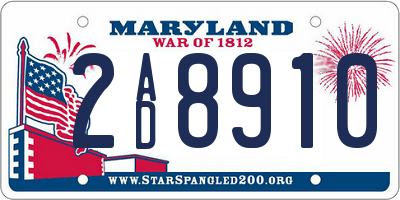 MD license plate 2AD8910