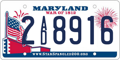 MD license plate 2AD8916