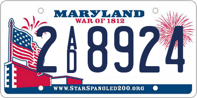 MD license plate 2AD8924