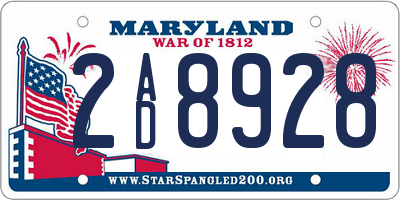 MD license plate 2AD8928