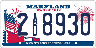MD license plate 2AD8930