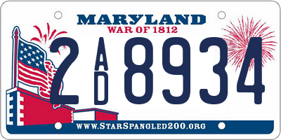 MD license plate 2AD8934