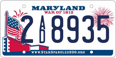 MD license plate 2AD8935