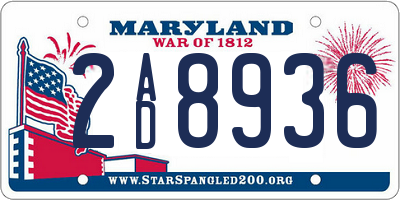 MD license plate 2AD8936
