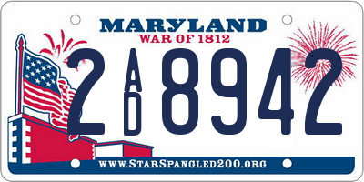 MD license plate 2AD8942
